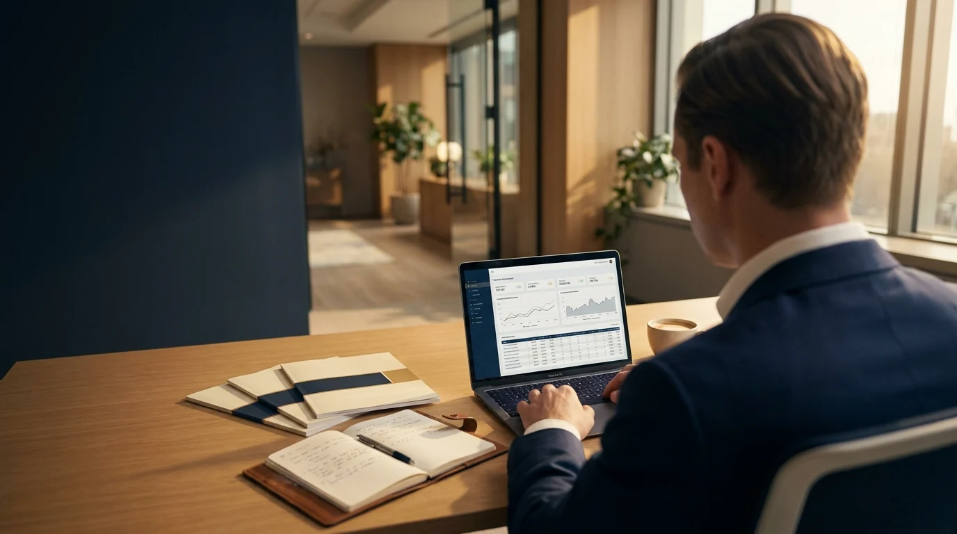 A MOR adviser reviewing a client's financial report in the Ballarat office